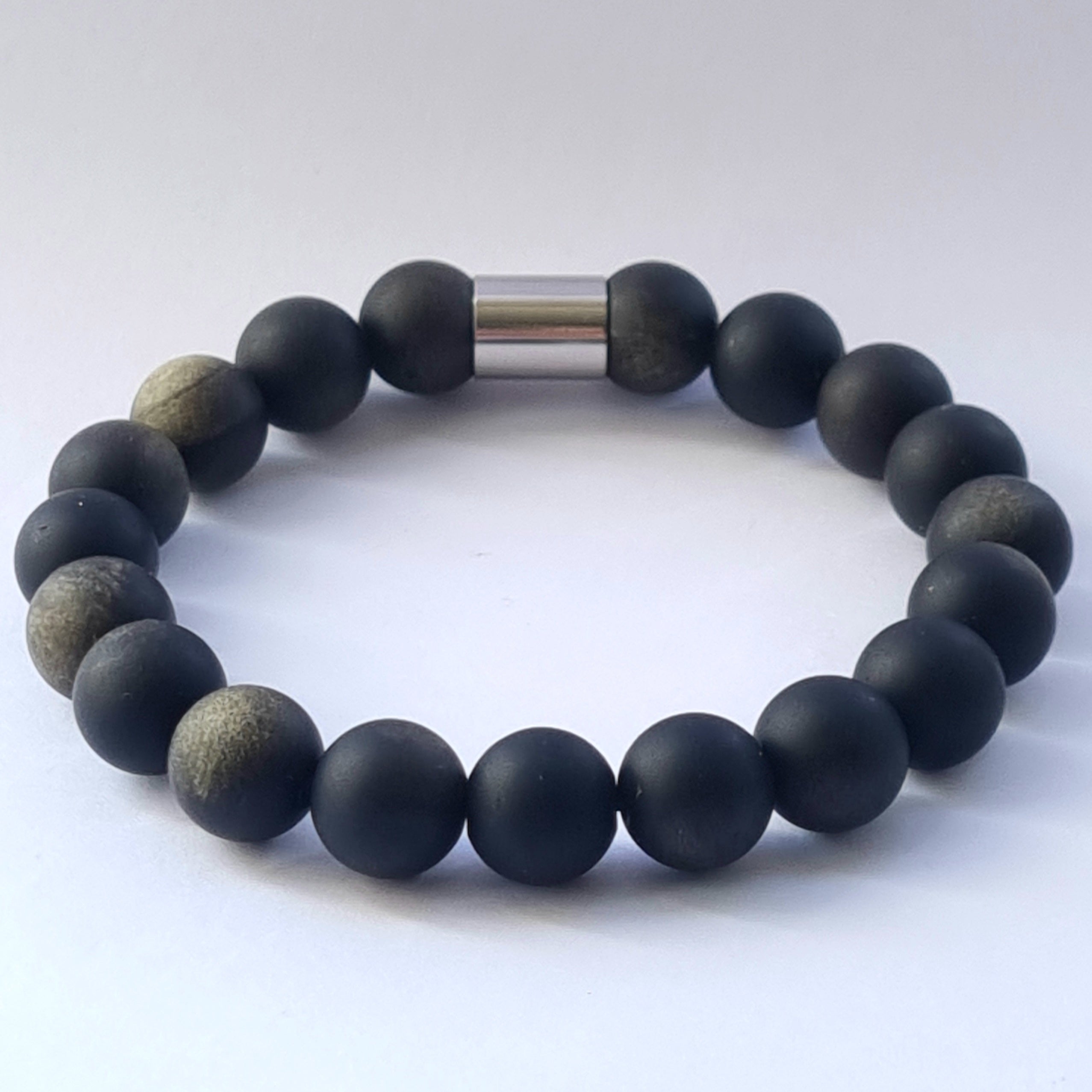 Gold Sheen Obsidian Round Bead Bracelet 8mm – The Healing Pear